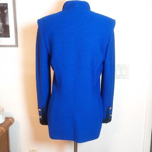 ST JOHN COLLECTION FOR MARIA GRAY BEAUTIFUL COBALT BLUE w/ BLK SZ 8 KNIT JACKET - Picture 7 of 16